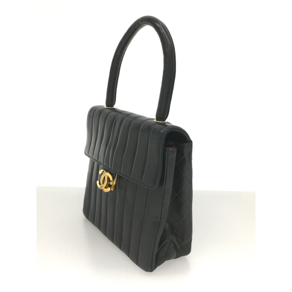 Chanel Mademoiselle Stripe Leather Handbag - Picture 2 of 6